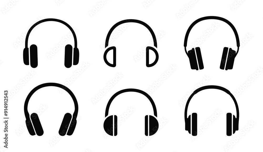 Headphones icons set. Vector illustration Headphones icons set. Vector illustration