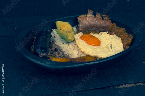 Tray paisa the most representative dish of Colombia photo