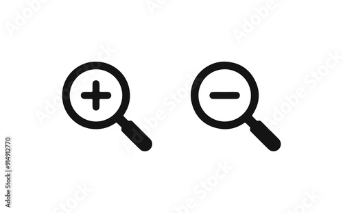 Magnifying glass simple icon collection. Search icon set. Vector