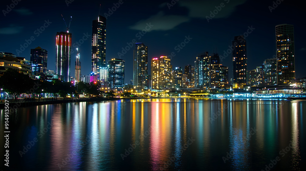 Fototapeta premium City Lights Mirror in River