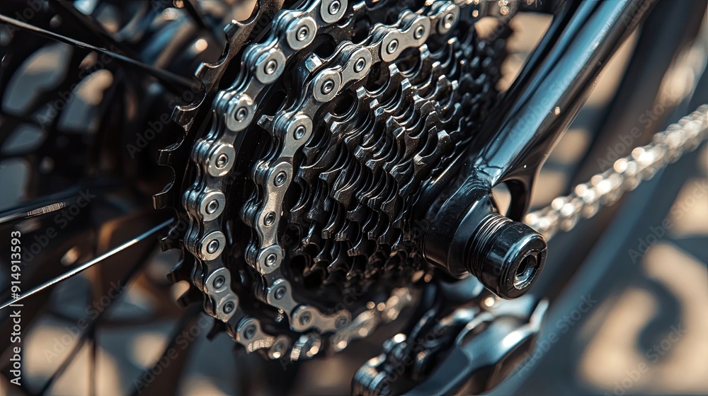 Fototapeta premium Close-up of a Bicycle's Rear Derailleur and Chain