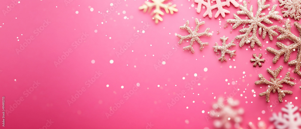 snow falling snowflakes in pink/frame/banner/design/wallpaper/card snow falling snowflakes in pink/frame/banner/design/wallpaper/card