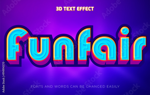 Funfair 3d editable text effect style