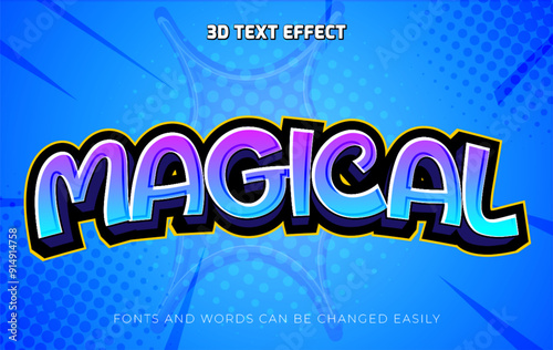 Magical 3d editable text effect style