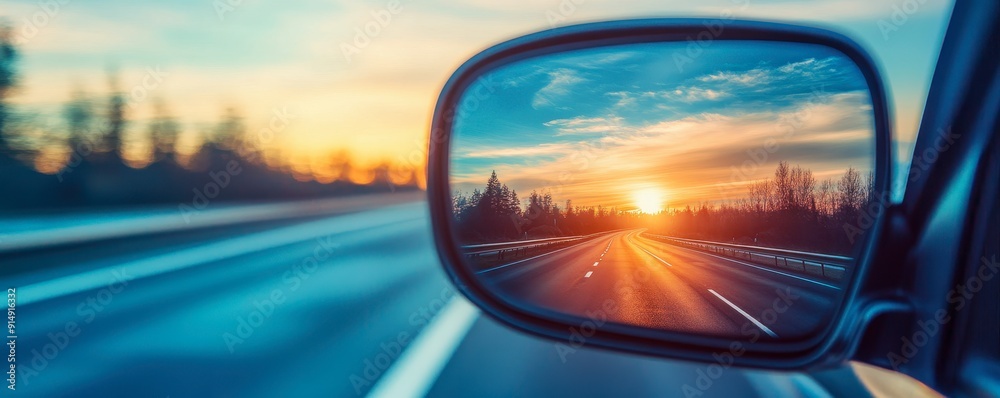 discovering new places while driving on road trips close up, focus on, copy space vibrant colors Double exposure silhouette with open highways