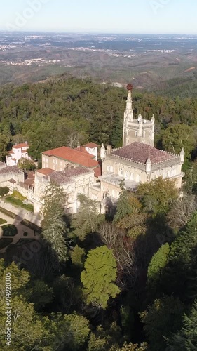 Aerial of park and palace of Bussaco, Portugal photo