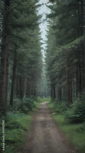 a picture of a dirt road in the woods