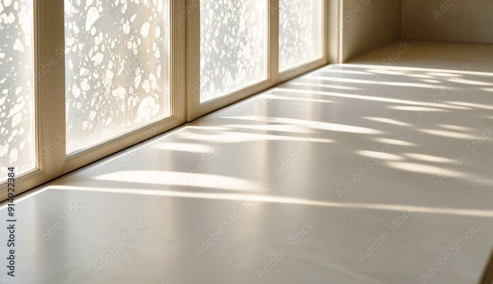 Fototapeta premium Sunlight Streaming Through Window on Bright Countertop Surface