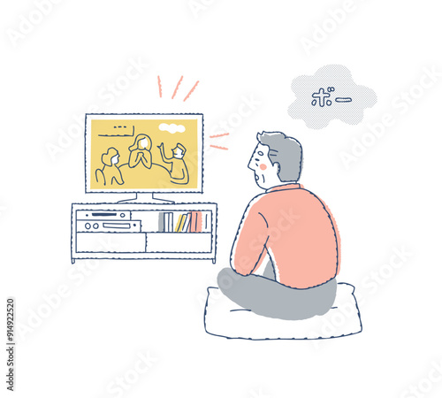 テレビをボーっと見ているシニア男性