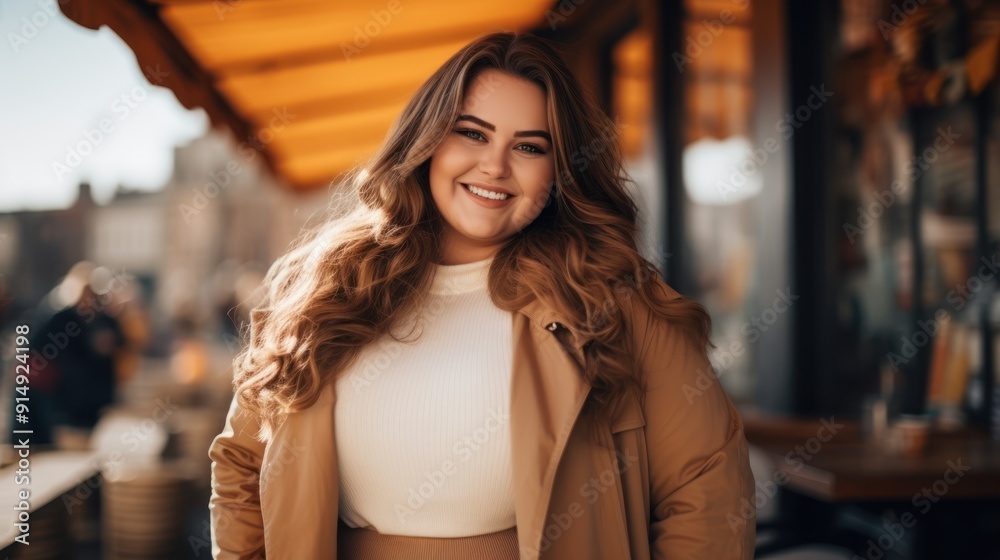 Cute chubby woman in a stylish Cute chubby woman in a stylish