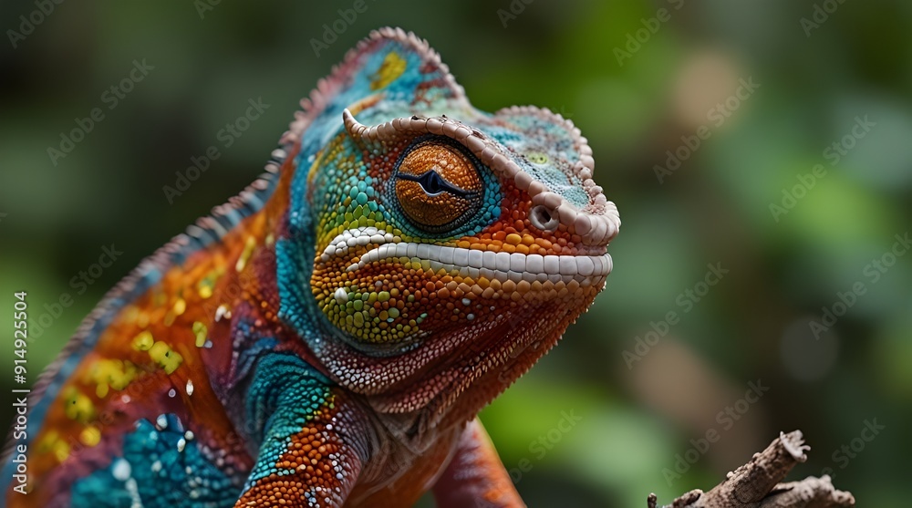 Obraz premium closeup of a colorful chameleon lizard.generative.ai