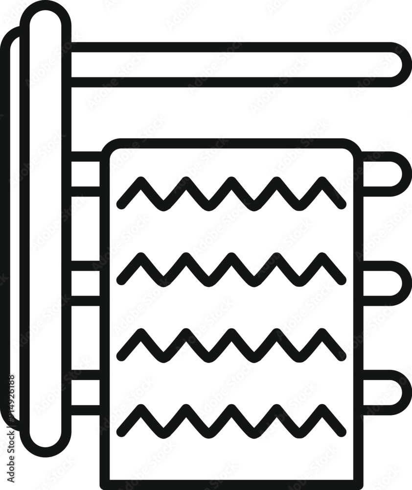 Line drawing of an electric convection heater warming a house