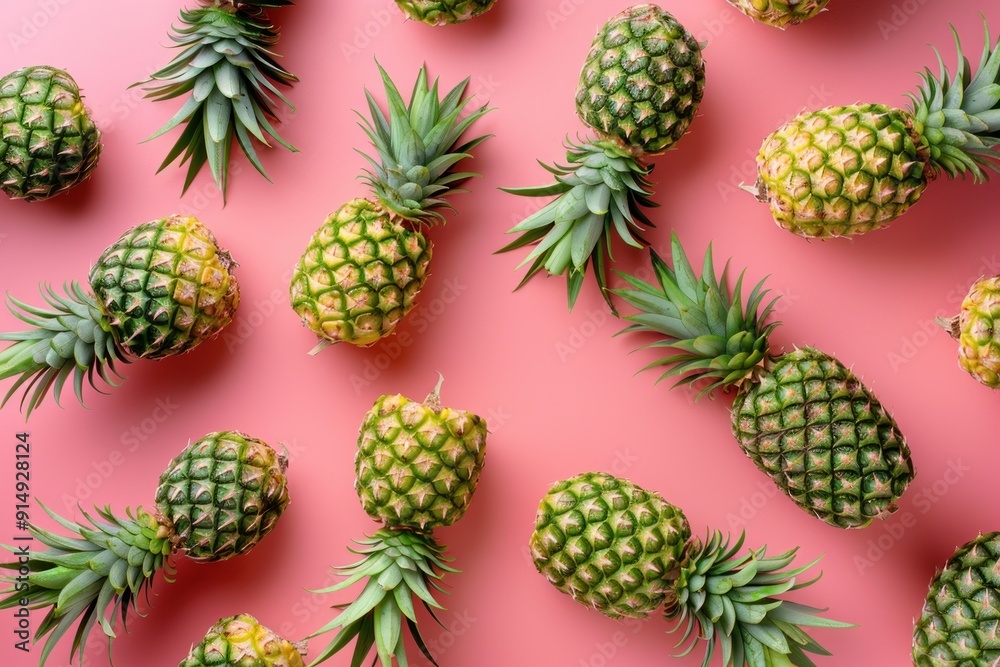 Pineapple Pattern on a Pink Background Pineapple Pattern on a Pink Background