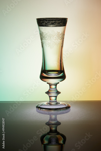 Retro crystal glass with handmade engraving