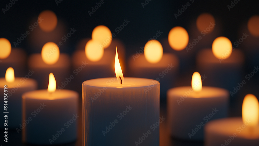 Tranquil Glow of Lit Candles
