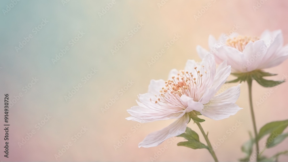 A delicate soft pink flower in close-up with gently blurred pastel background, capturing the intricate details of the petals and stamens in a dreamy and serene atmosphere. A delicate soft pink flower in close-up with gently blurred pastel background, capturing the intricate details of the petals and stamens in a dreamy and serene atmosphere.