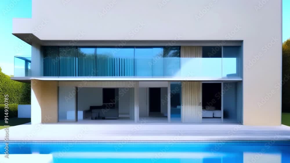 modern  Building with a pool in front of it showcasing modern architecture luxurious design serene outdoor space relaxing area contemporary home with inviting pool area
