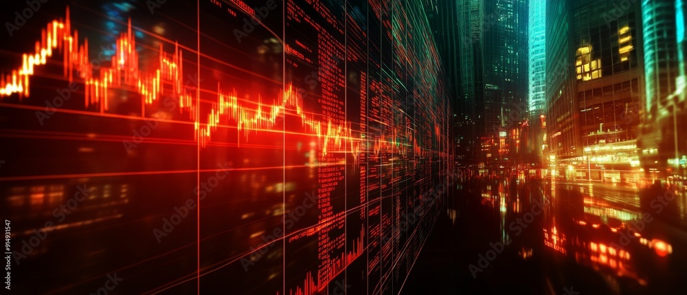 Fototapeta premium Digital graph chart of stock market performance in business trade market