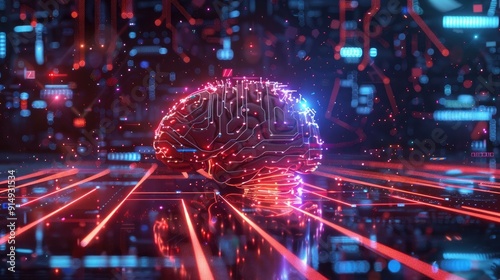 Futuristic AI brain with intricate circuitry