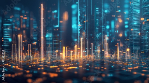 Wallpaper Mural A contemporary metropolis featuring gleaming forex charts separated against a clear backdrop Torontodigital.ca