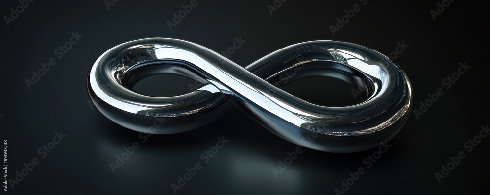 A sleek metallic infinity symbol representing endless possibilities and continuous cycles in a modern design. A sleek metallic infinity symbol representing endless possibilities and continuous cycles in a modern design.