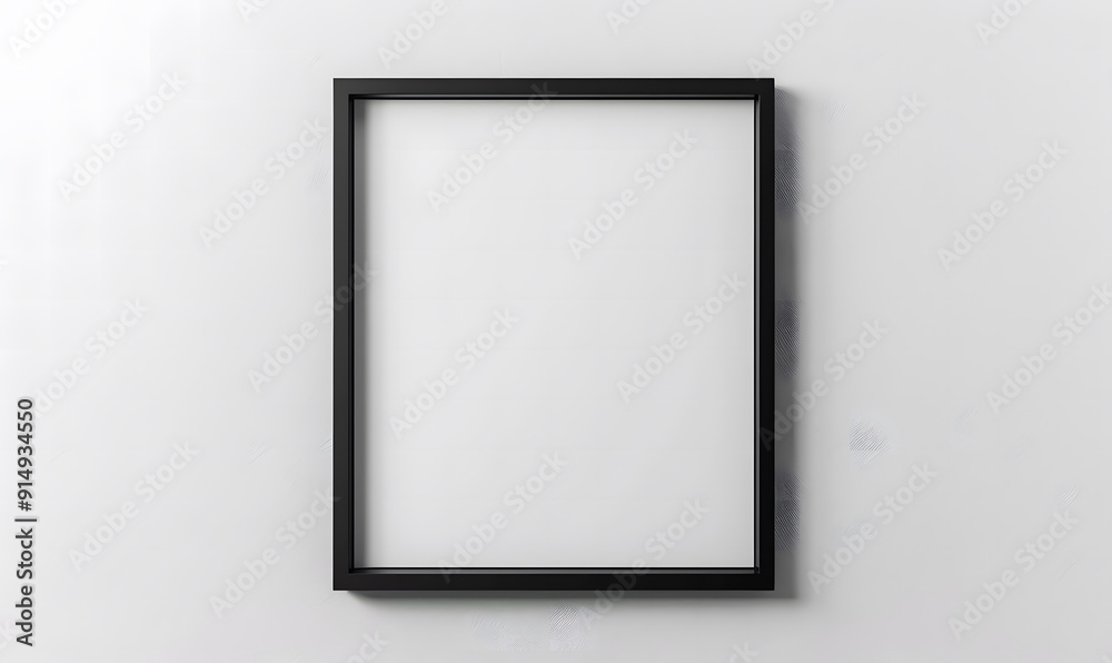 A black square picture frame hanging on a transparent background isolated on a white background design A black square picture frame hanging on a transparent background isolated on a white background design