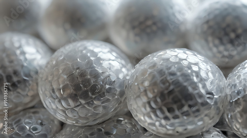 a many shiny balls that are sitting on a table