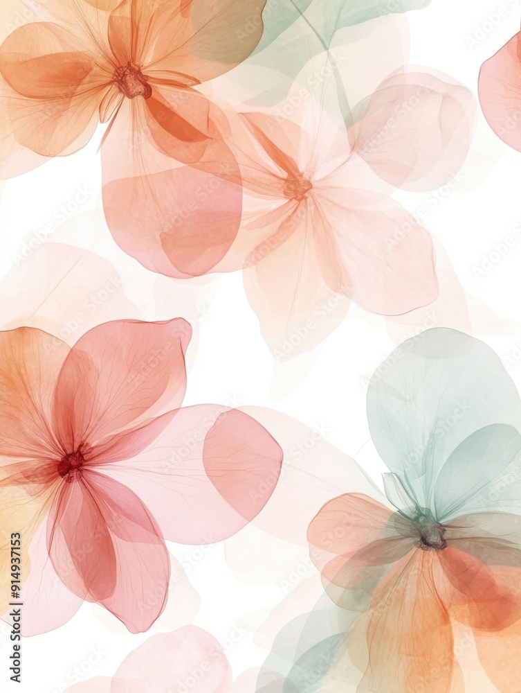 Obraz premium Delicate, airy floral pattern with soft hues, perfect for backgrounds and creative projects.