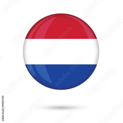 Netherlands flag round frame National flag of Netherlands official colors vector illustration isolated on white background National day celebration on 5th may or May 5 election social media websites