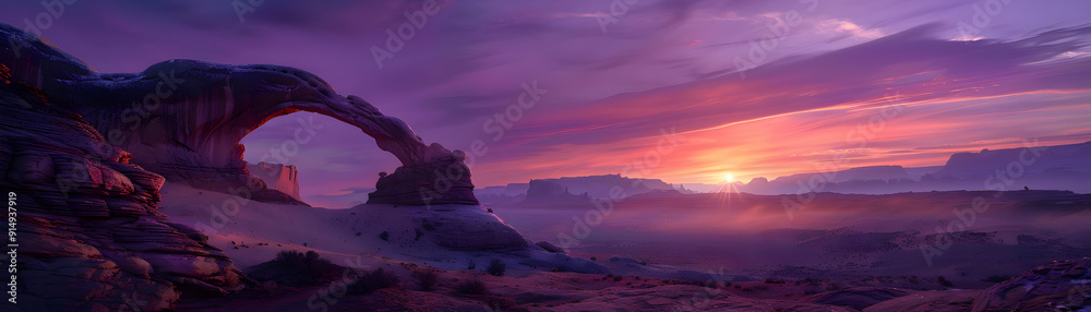 Purple Sunset Over Desert Arch - Landscape Photography Purple Sunset Over Desert Arch - Landscape Photography