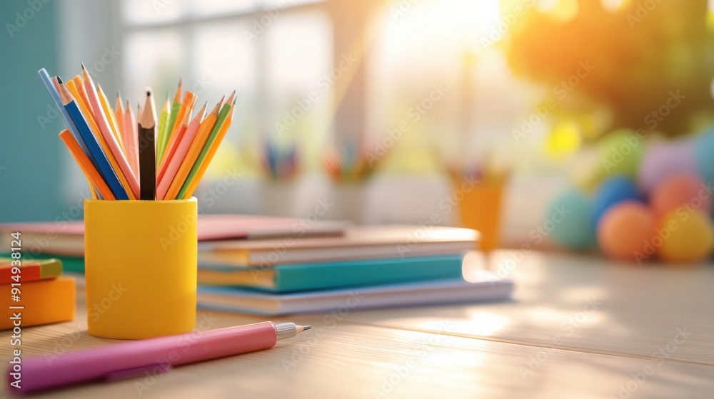 Back to School Supplies on Wooden Desk. Back to School Supplies on Wooden Desk.
