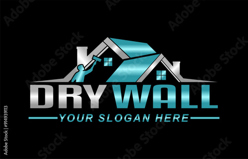 drywall repair logo modern design template on black background