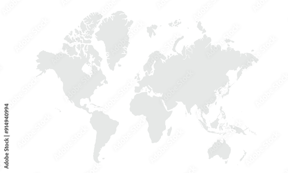 Fototapeta premium World map Grayscale,isolated on white background for website layouts,background,education, precise,customizable,Travel worldwide,map silhouette backdrop,earth geography, political,reports.