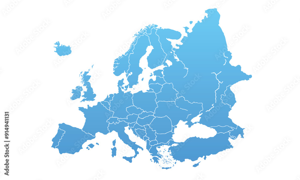 Fototapeta premium Europe map with modern colorful for website layouts,background, education, precise, customizable, Travel worldwide,map silhouette backdrop,earth geography,political,reports.