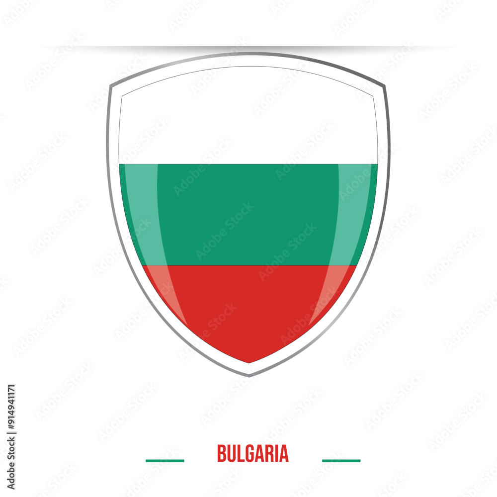 Bulgaria flag. Shield shape glossy button flag of Bulgaria vector illustration isolated on white background Bulgaria Liberation Day 3 March, flyer poster banner social media and websites. Bulgaria flag. Shield shape glossy button flag of Bulgaria vector illustration isolated on white background Bulgaria Liberation Day 3 March, flyer poster banner social media and websites.