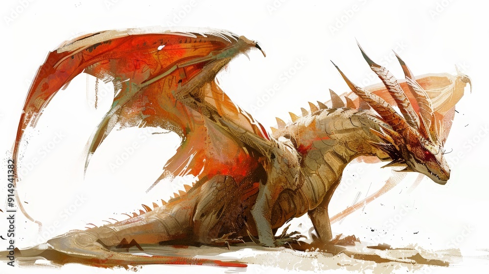 A regal dragon perched majestically with a crown-like structure on its head, set against a white background to emphasize its noble and commanding aura. A regal dragon perched majestically with a crown-like structure on its head, set against a white background to emphasize its noble and commanding aura.