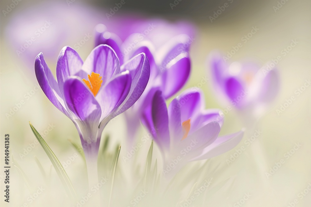 A flowering crocuses closeup A flowering crocuses closeup