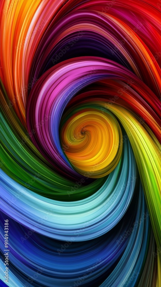 Naklejka premium Colorful abstract spiral swirl pattern, vibrant