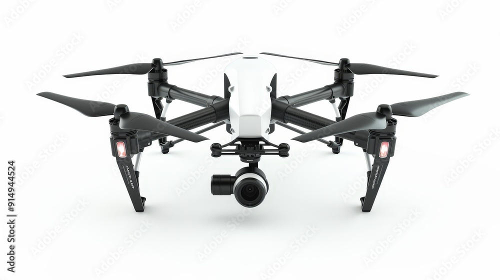 A high-resolution image of a modern drone, showcasing its sleek design, rotors, and camera, isolated on a pure white background to highlight its advanced features. A high-resolution image of a modern drone, showcasing its sleek design, rotors, and camera, isolated on a pure white background to highlight its advanced features.