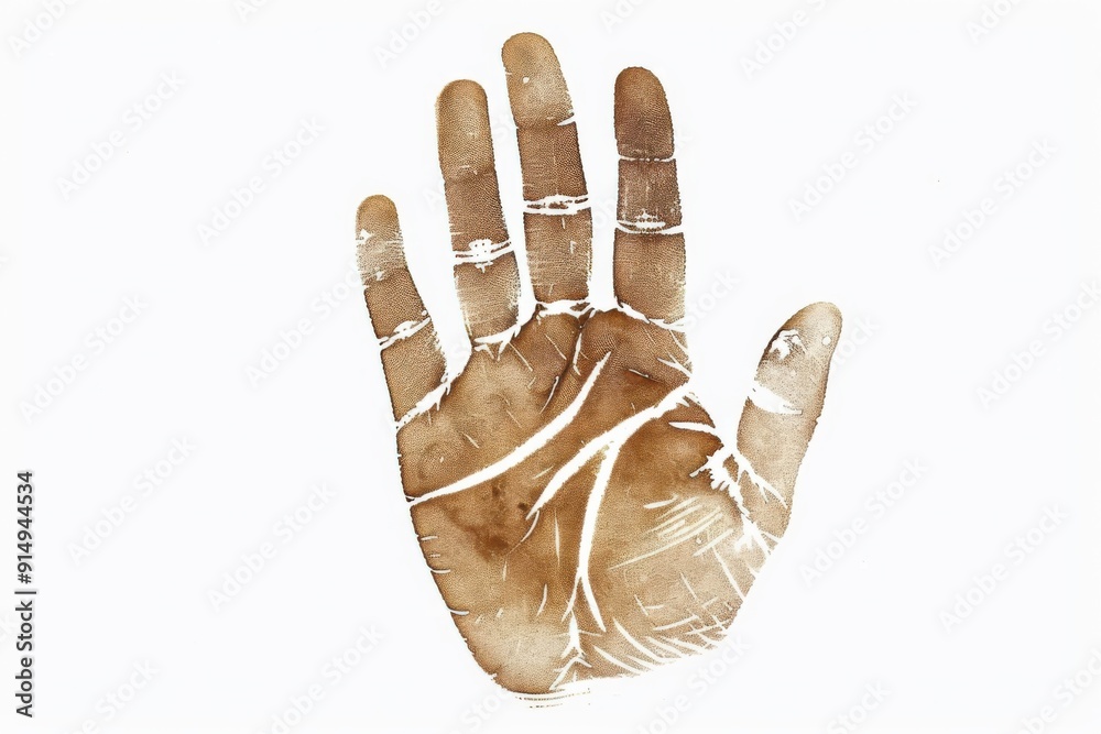 Handprint symbolizing unity and connection with nature in a simplistic design Handprint symbolizing unity and connection with nature in a simplistic design