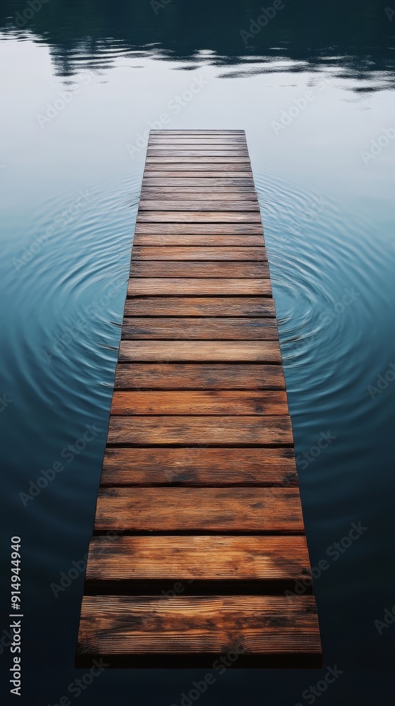 Obraz premium Wooden pier extending into calm lake creating