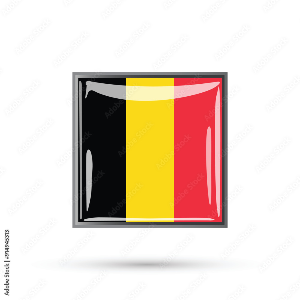 Fototapeta premium Belgium Flag. Flag of Belgium square shape vector illustration isolated on white background national day celebration 21 july poster banner flyer social media and web. 
