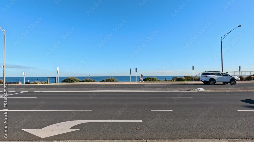 Cars Driving Along Brighton Beach Road
