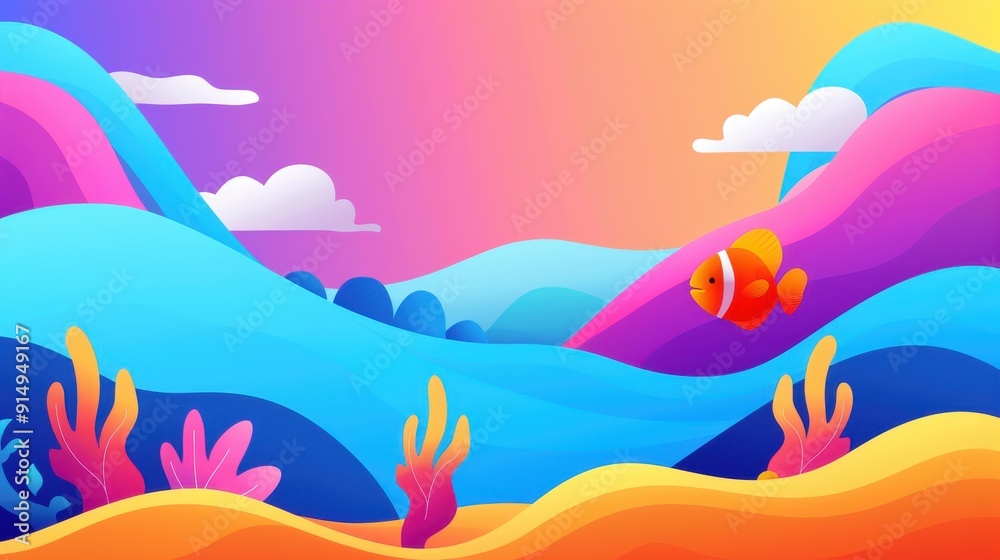 Dive into a vibrant world with this stunning seabed illustration, featuring colorful coral reefs and lively fish. Dive into a vibrant world with this stunning seabed illustration, featuring colorful coral reefs and lively fish.