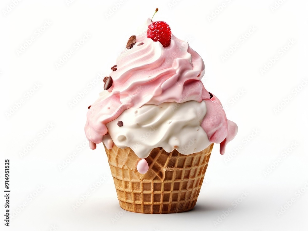 Ice cream Isolated on white background. AI generated. Ice cream Isolated on white background. AI generated.