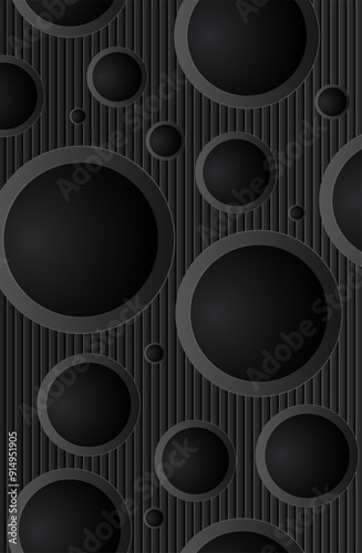 Perforated sheet of black metal. Vector illustration. Sketch for creativity.