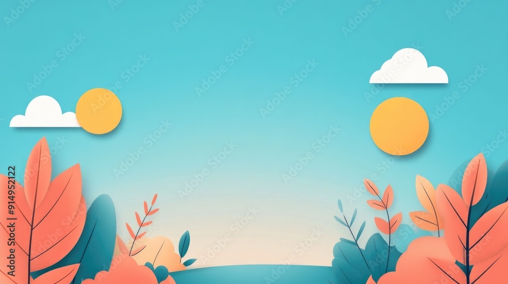 Obraz premium Stunning vibrant blue sky with a bright sunny and cloudless landscape in a modern minimalist flat design style The image has a clean