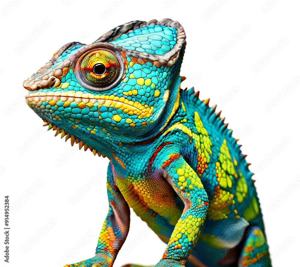 Fototapeta premium Vibrant Panther Chameleon with Striking Eye 