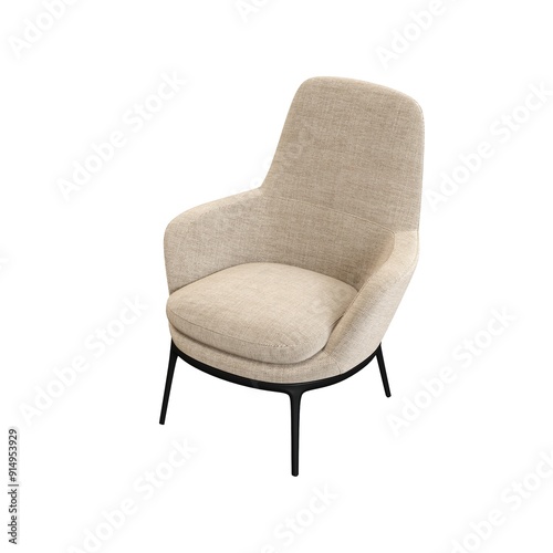 armchair isolated on white background, comfortable furniture for home interior, 3D illustration, cg render