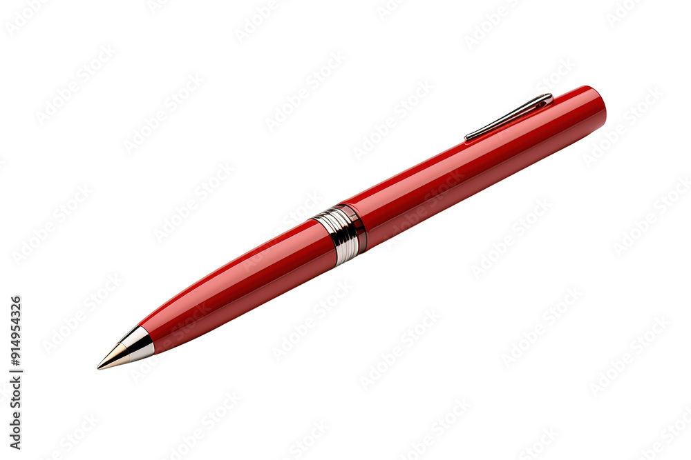 Elegant Red Pen Placed on a White Surface With Reflective Finish in the Afternoon Light on Transparent PNG Background. Elegant Red Pen Placed on a White Surface With Reflective Finish in the Afternoon Light on Transparent PNG Background.